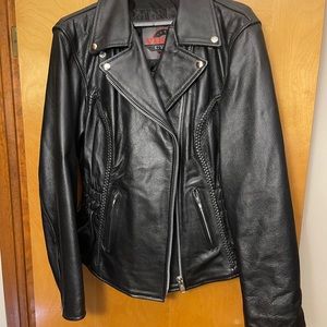 Womens Viking Leather Motorcycle Jacket
